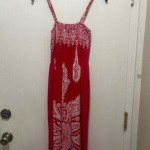 Red and White Maxi Dress